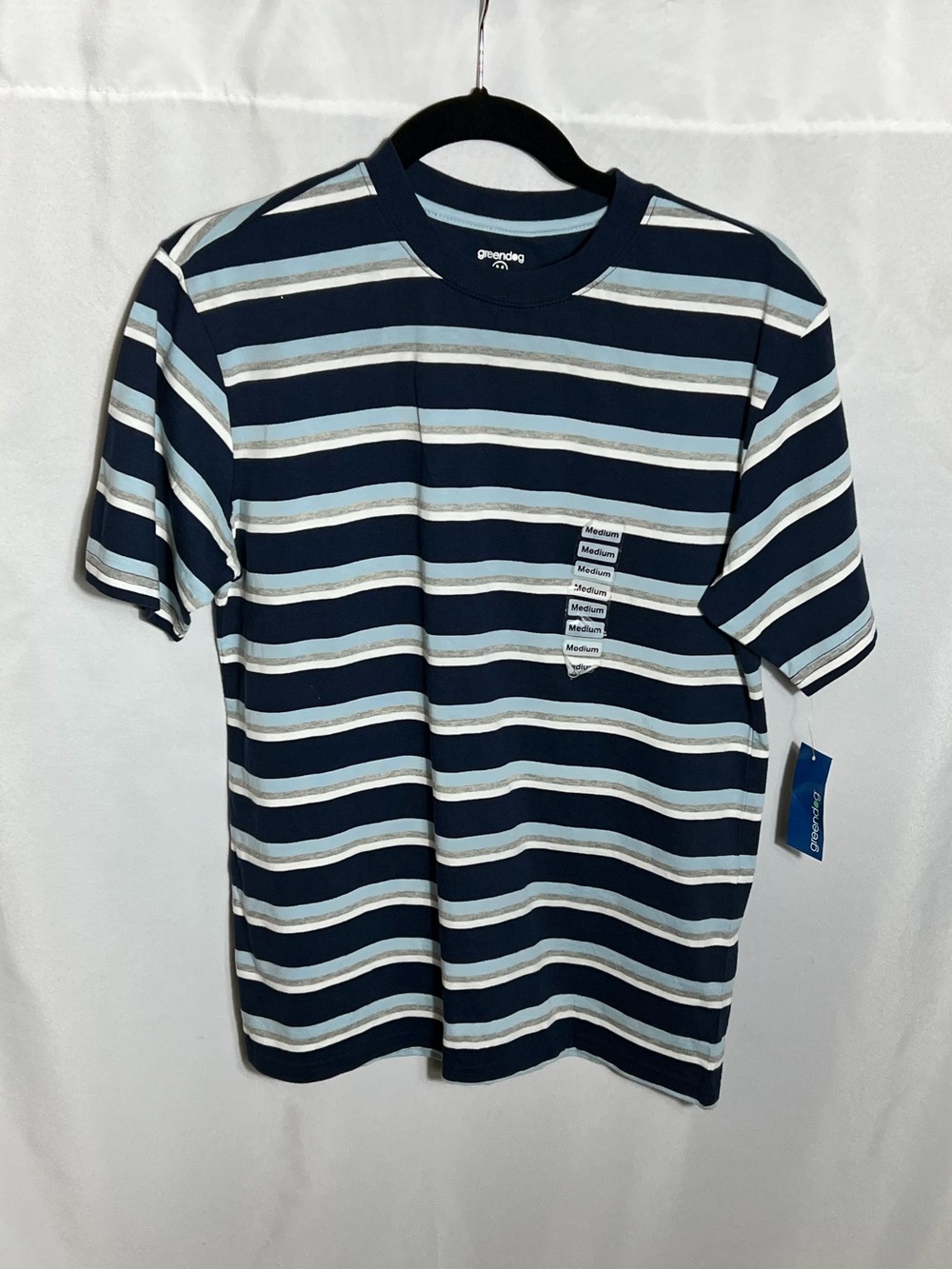 Greendog Boys Navy Blue Striped Short Sleeve T Shirt Medium NWT Cotton Tee